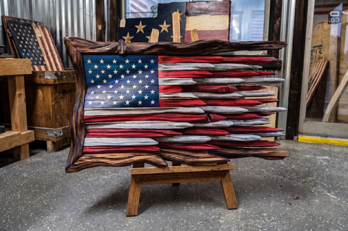 "The Battle Worn" Vintage Wood Flag